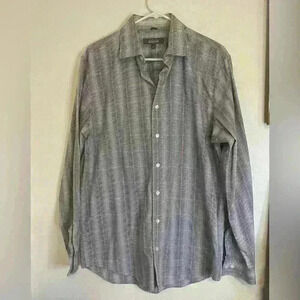 Kenneth Cole Reaction Men's Slim-Fit Blue Plaid Long-Sleeve Shirt size 16 34/35